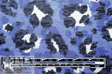 Dutch blue leopard viscose/poly burnout knit Oeko-Tex cert. .5 yds