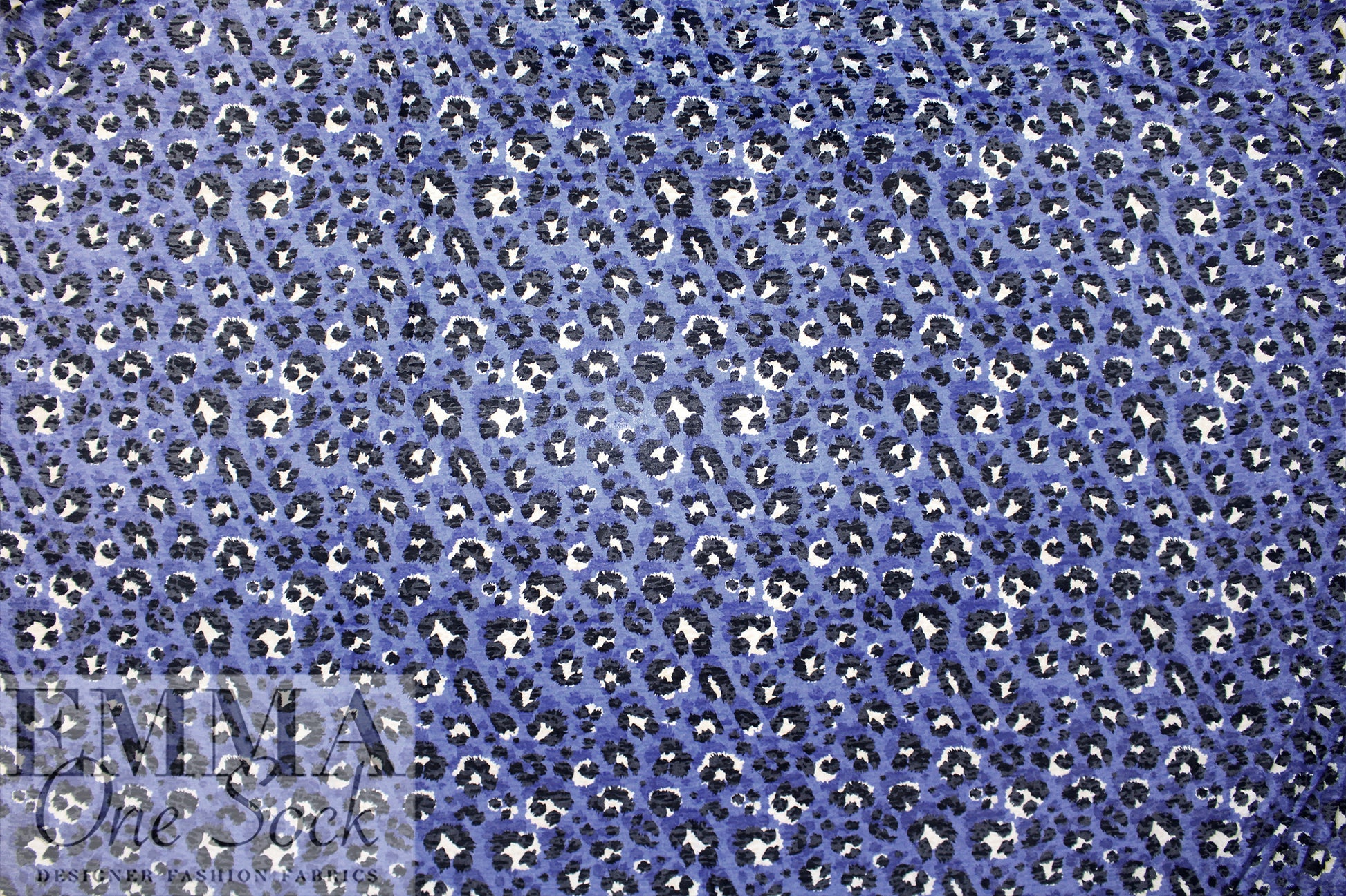 Dutch blue leopard viscose/poly burnout knit Oeko-Tex cert. 1.75 yds