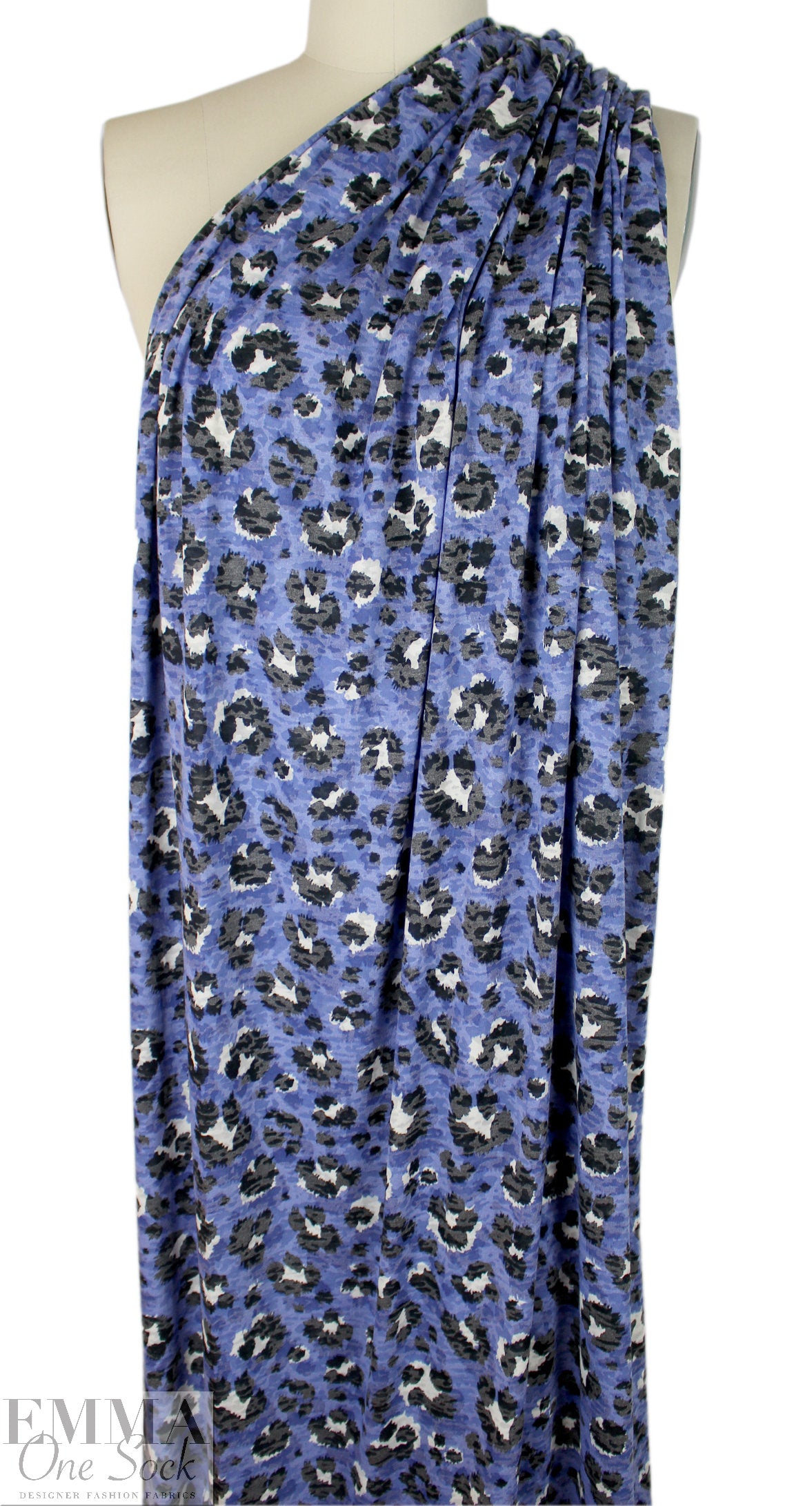 Dutch blue leopard viscose/poly burnout knit Oeko-Tex cert. 1.75 yds