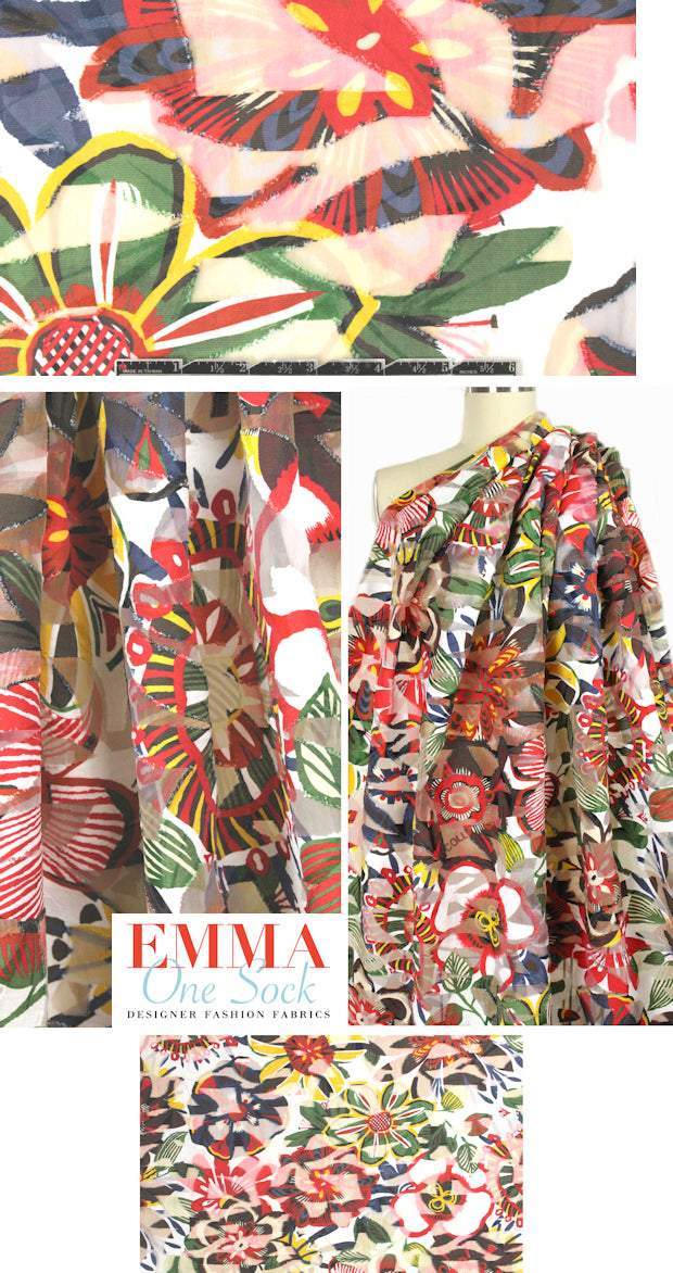 M@x Mara oversized decorative floral clip weave
