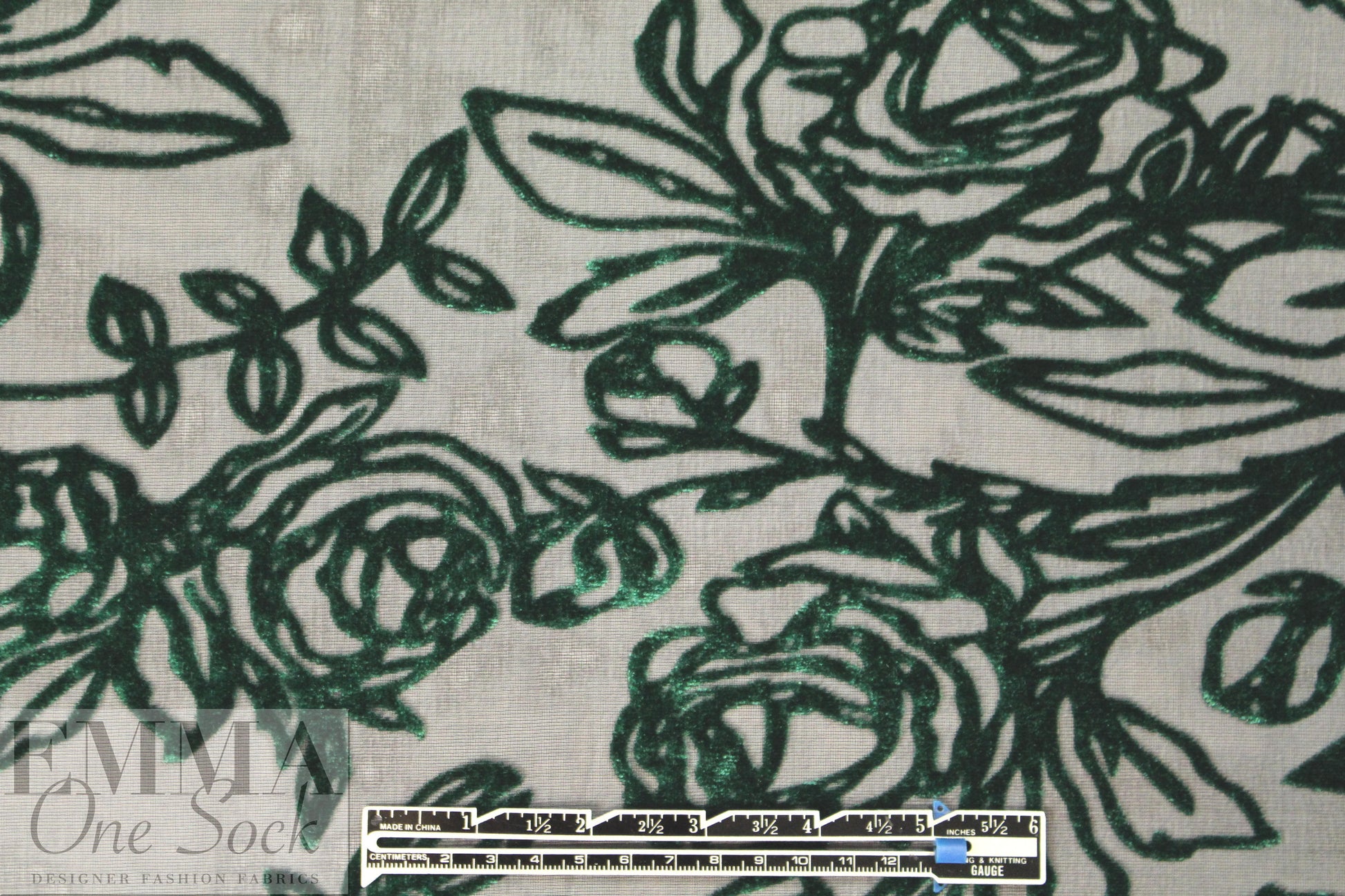 Caroline C0nstas emerald velvet rose burnout