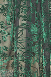 Caroline C0nstas emerald velvet rose burnout 1.875 yd