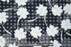 Italian cotton/silk burnout floral check - black/white