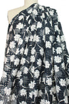 Italian cotton/silk burnout floral check - black/white