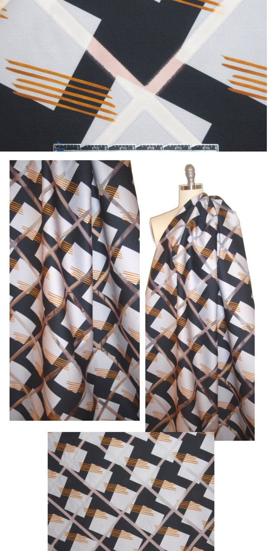 Sun0 criss cross graphic burnout cotton/nylon *FLAW* .875 yds