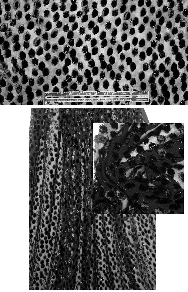 NY designer silk/rayon 'burnout' velvet w/ puffs