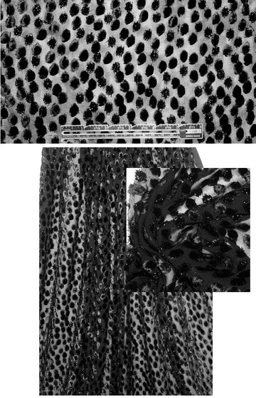 NY designer silk/rayon 'burnout' velvet w/ puffs