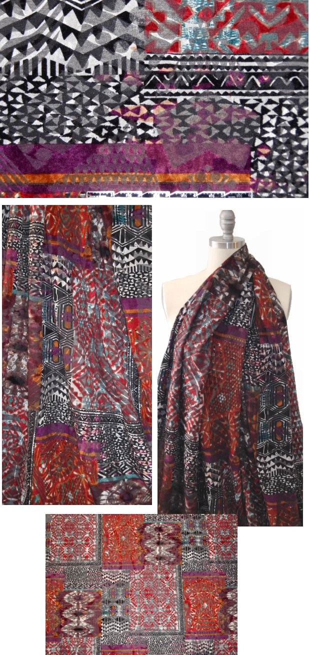Italian intricate patterns velvet touch burnout knit 1.33 yd