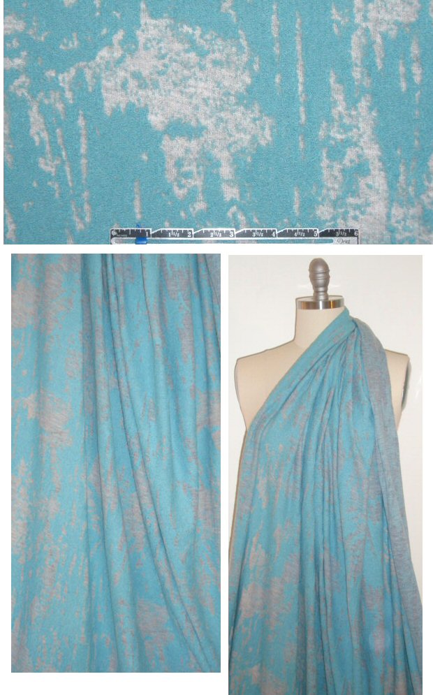 Burning T0rch robins egg/gray terry burnout knit 1.875 yd