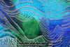 turquoise 'mosaic waves' rayon/silk burnout 1.125 yds