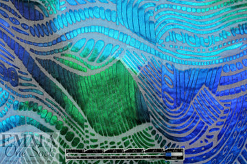 turquoise 'mosaic waves' rayon/silk burnout 1.125 yds