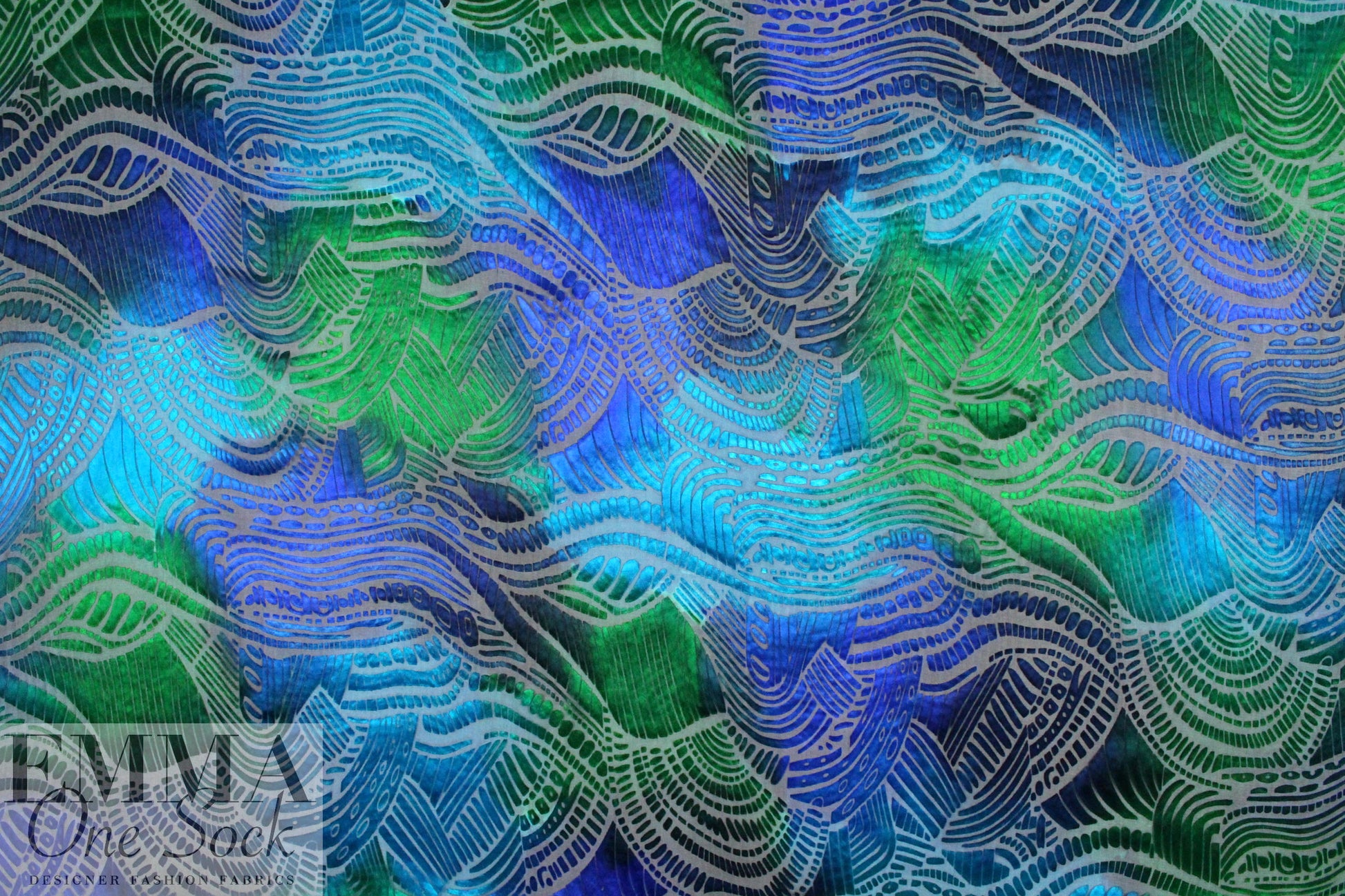 turquoise 'mosaic waves' rayon/silk burnout