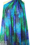 turquoise 'mosaic waves' rayon/silk burnout 1.125 yds