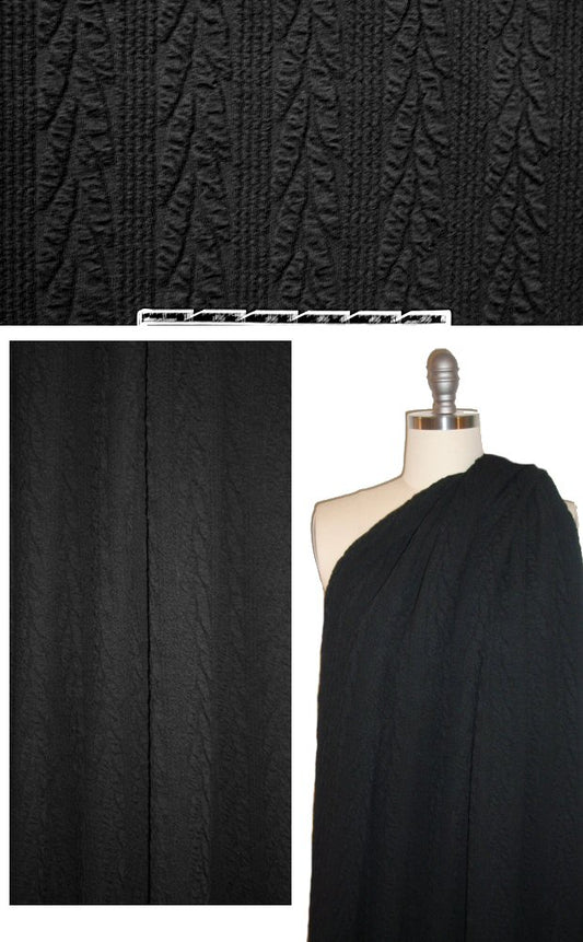 CA designer cable matelasse' knit - black