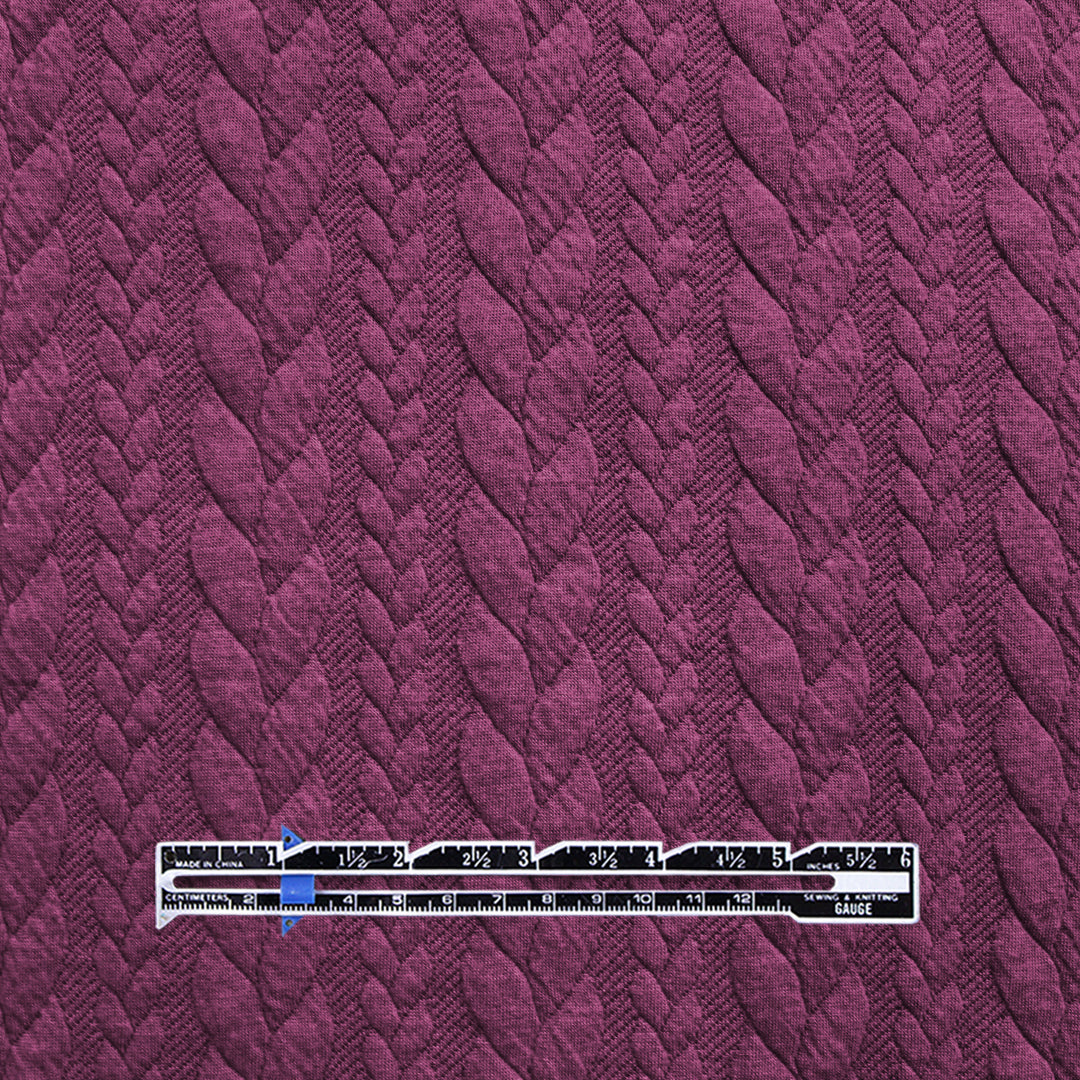 Dutch quilted cable matelasse' knit -plum .875 yds