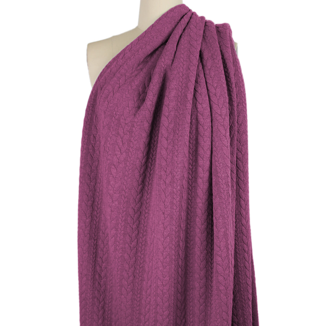 Dutch quilted cable matelasse' knit -plum .875 yds