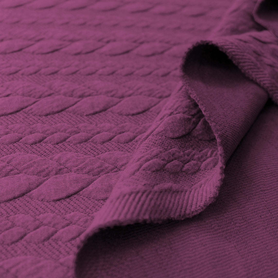 Dutch quilted cable matelasse' knit -plum .875 yds