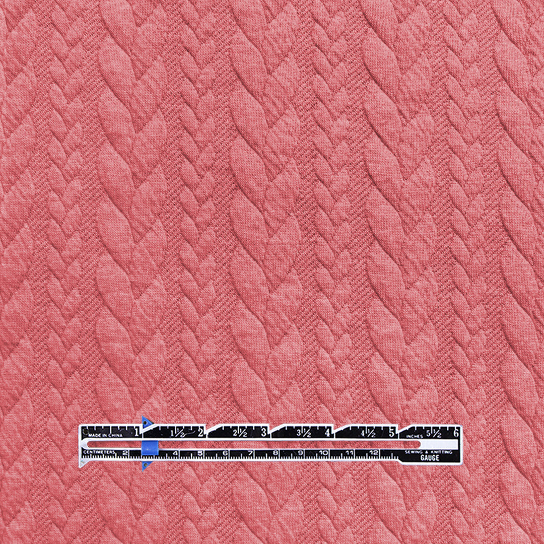 Dutch quilted cable matelasse' knit - coral rose 1.25 yds