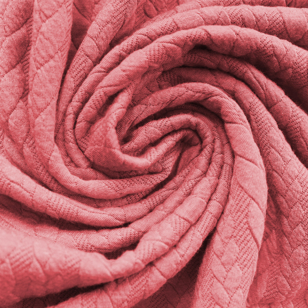 Dutch quilted cable matelasse' knit - coral rose 1.25 yds