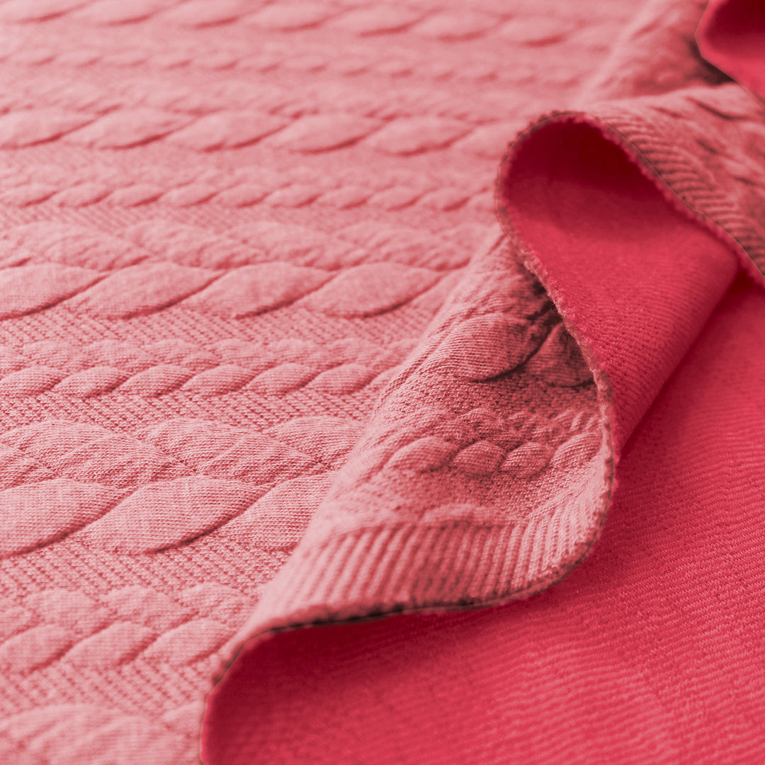 Dutch quilted cable matelasse' knit - coral rose 1.125 yds