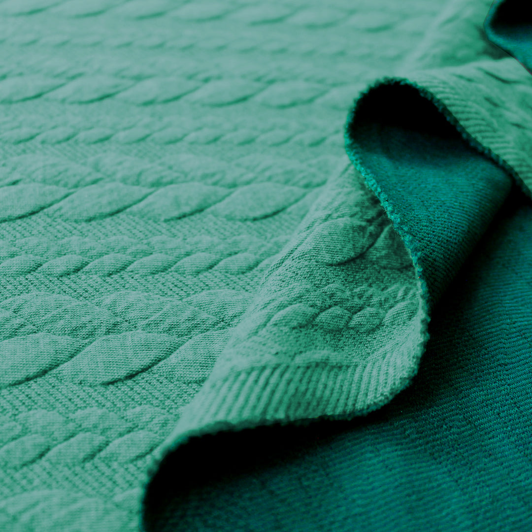 Dutch quilted cable matelasse' knit - cool jade 1.25 yds