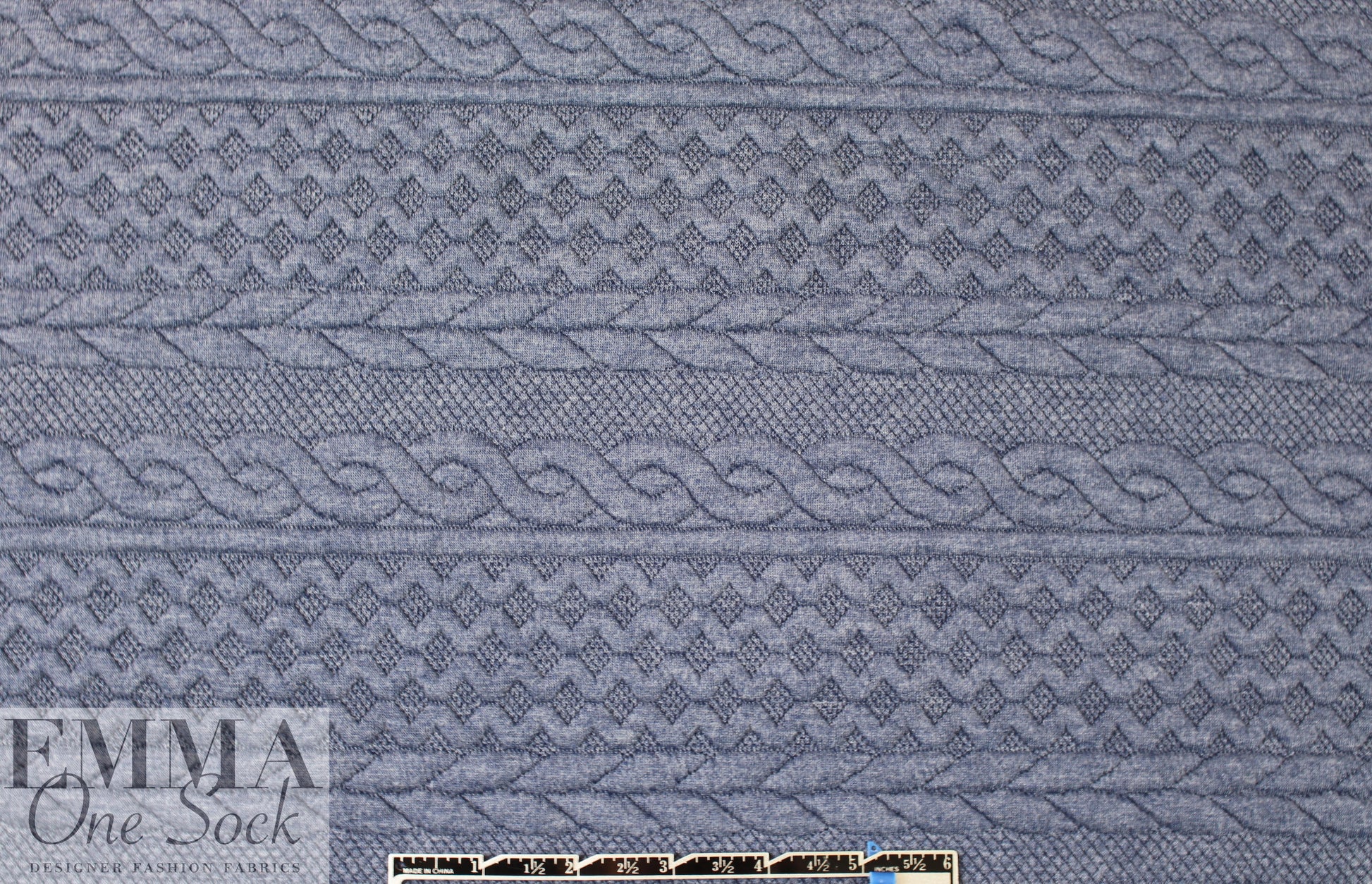 quilted cable matelasse' knit - denim 1 yard
