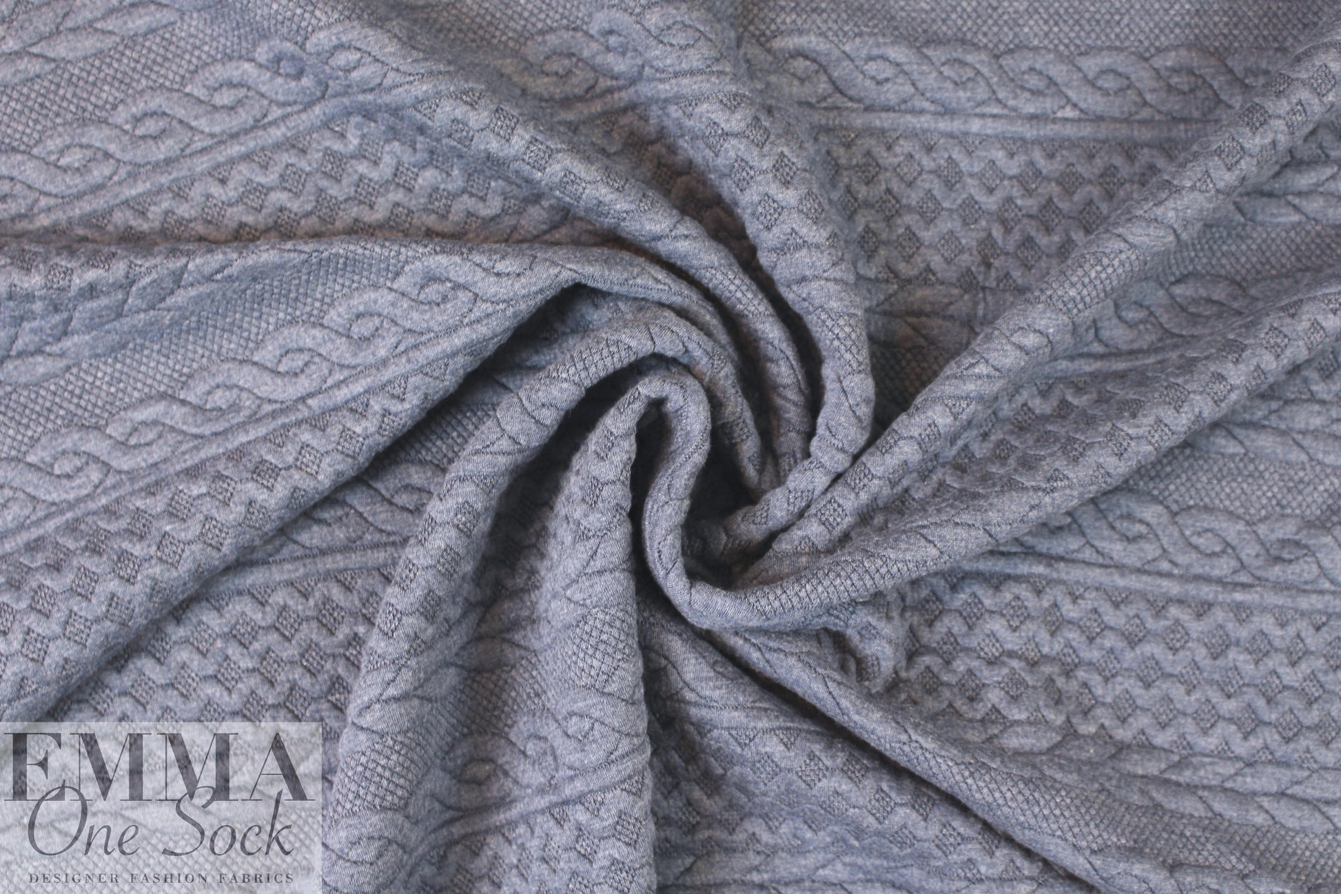 quilted cable matelasse' knit - denim 1.66 yds