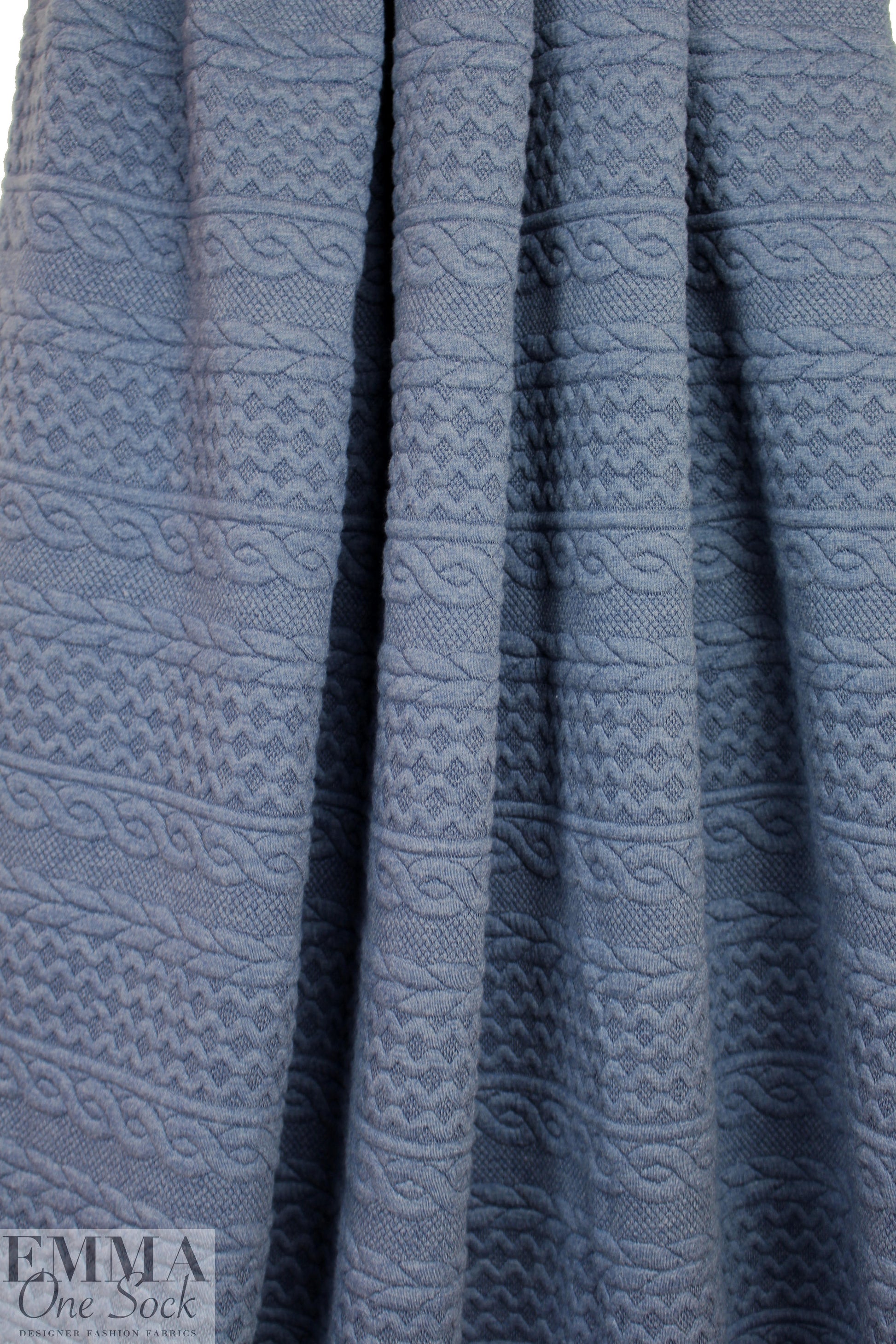quilted cable matelasse' knit - denim .5 yds