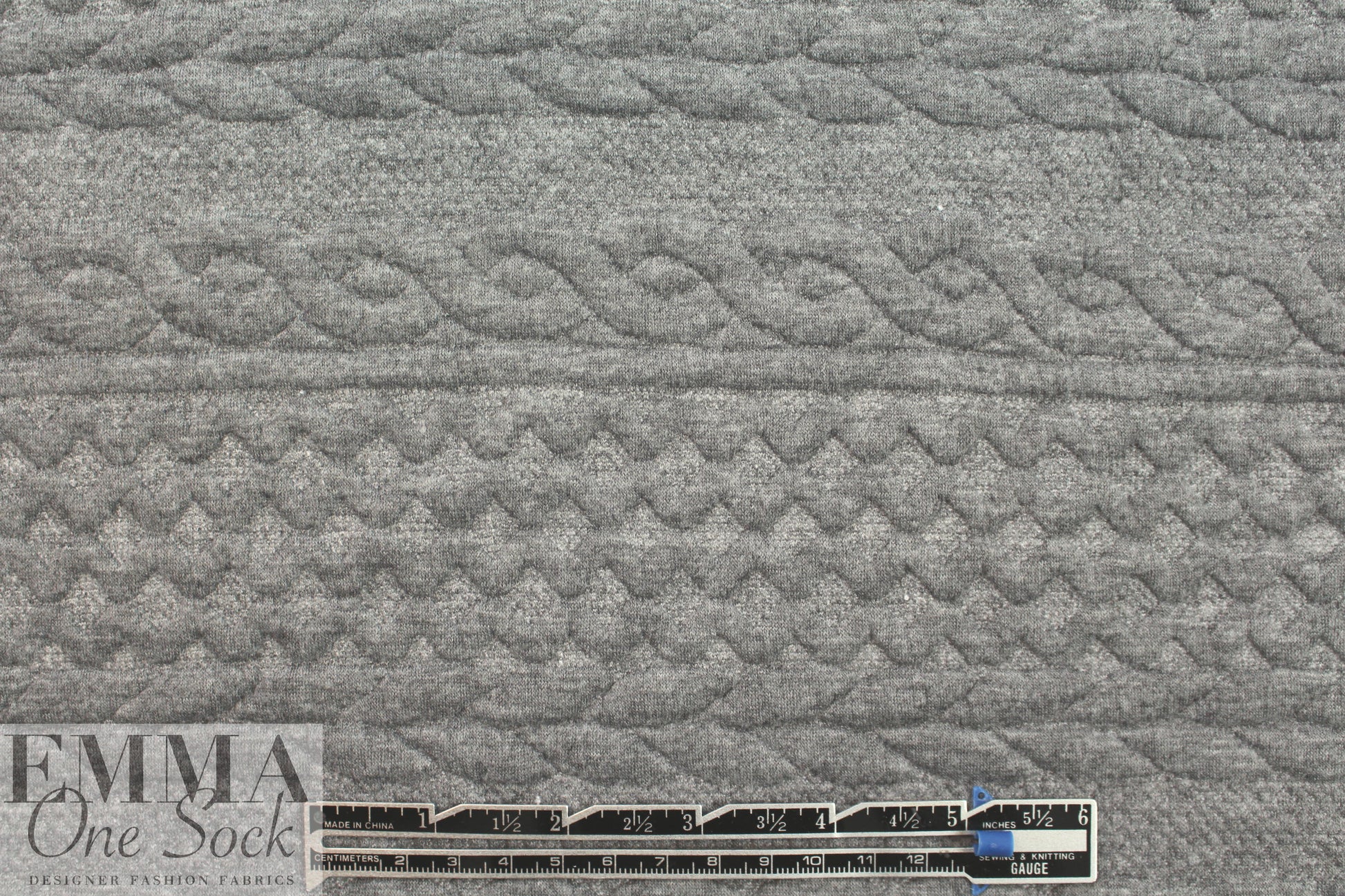 quilted cable matelasse' knit - medium gray