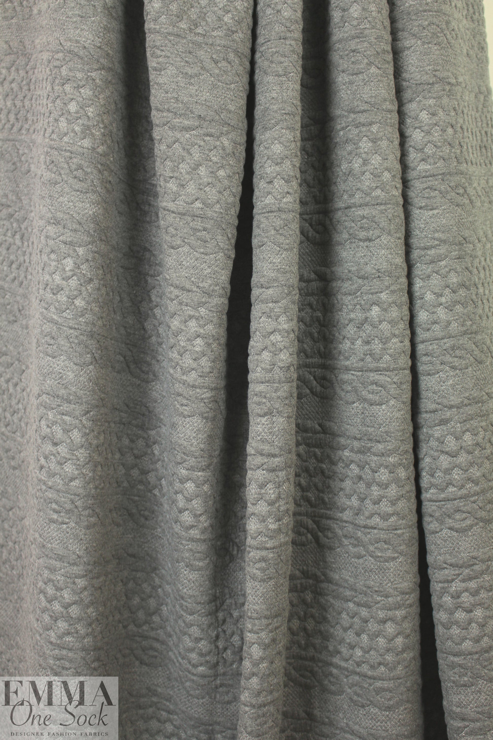 quilted cable matelasse' knit - medium gray 1.5 yds