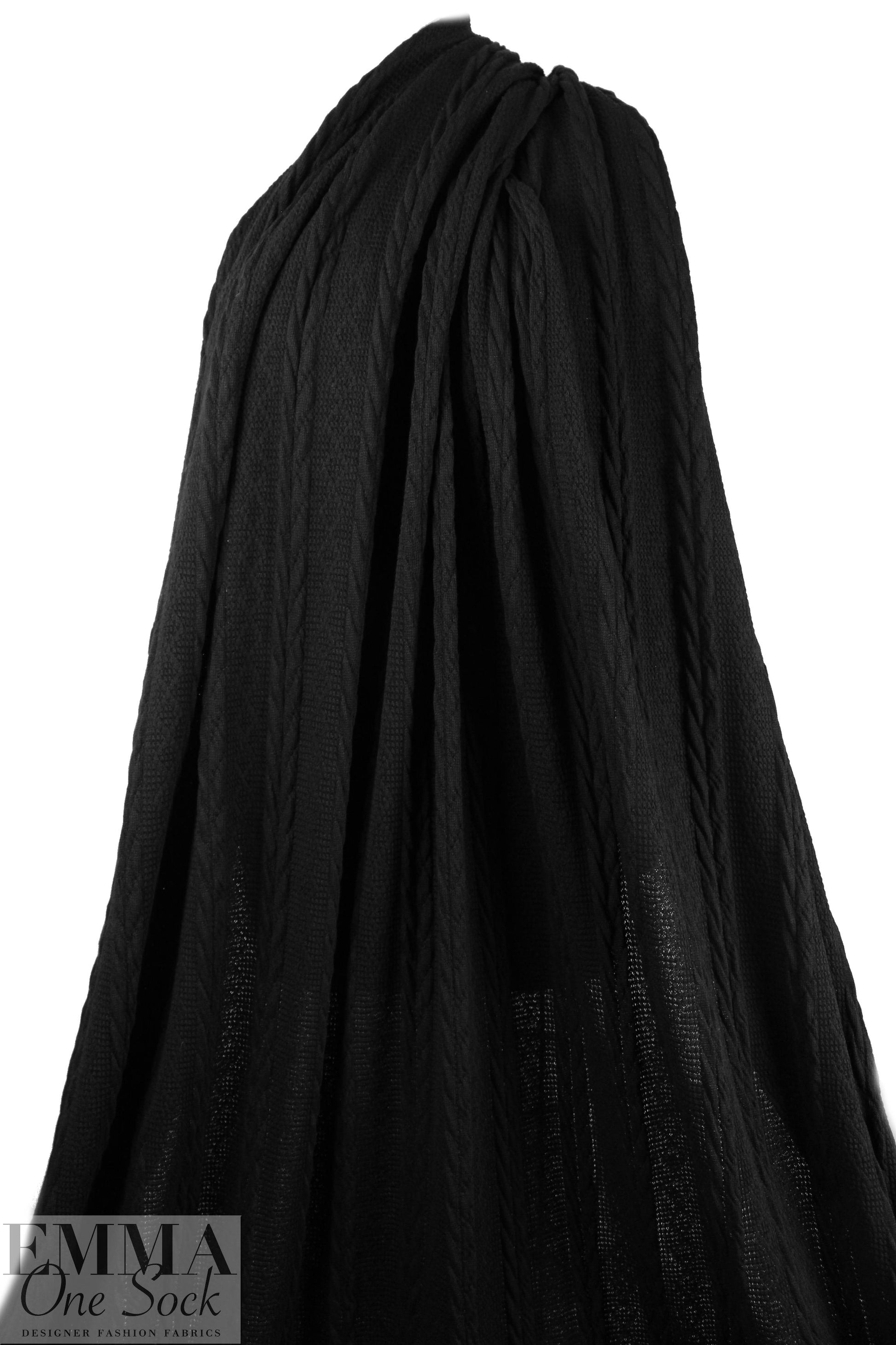 classic cable sweater knit - black .5 yds