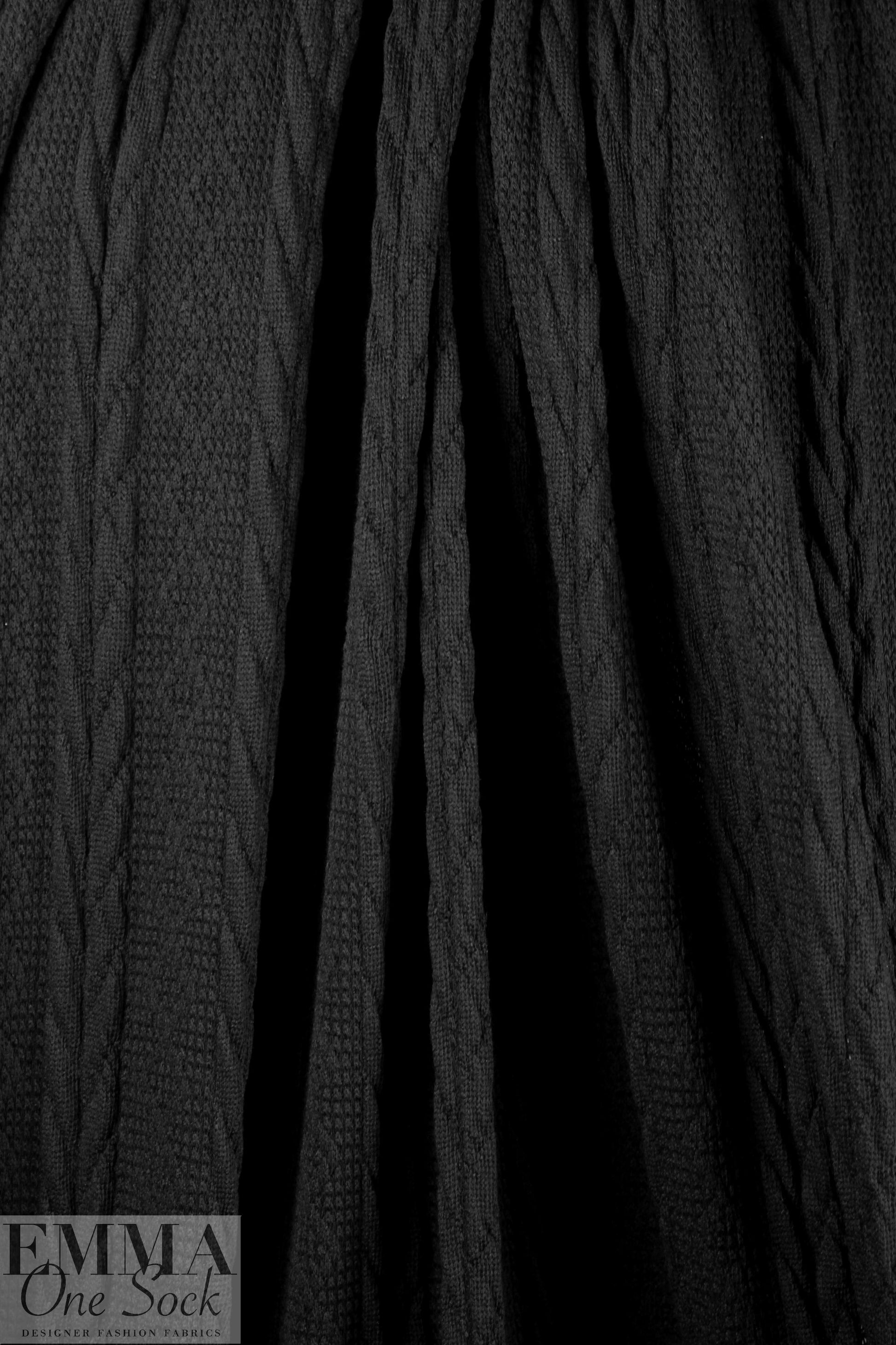 classic cable sweater knit - black .625 yds