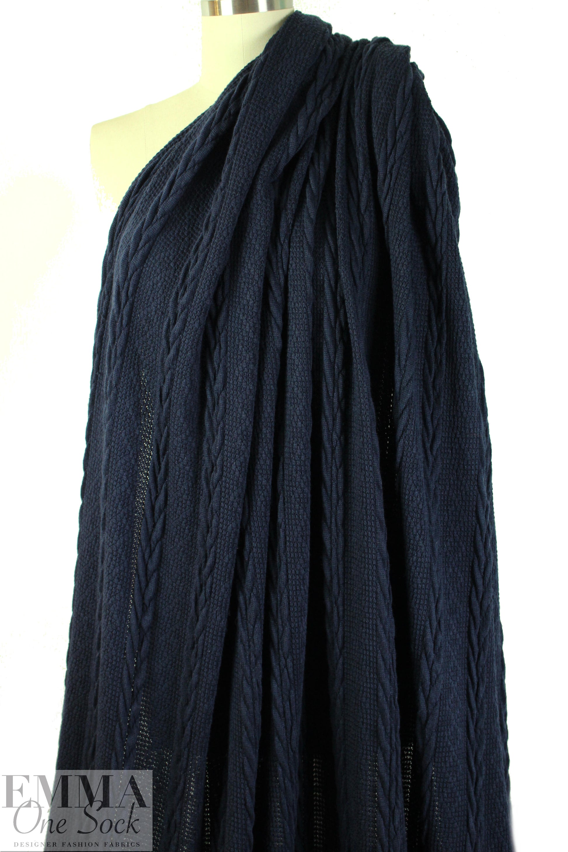 classic cable sweater knit - india ink 1 yard