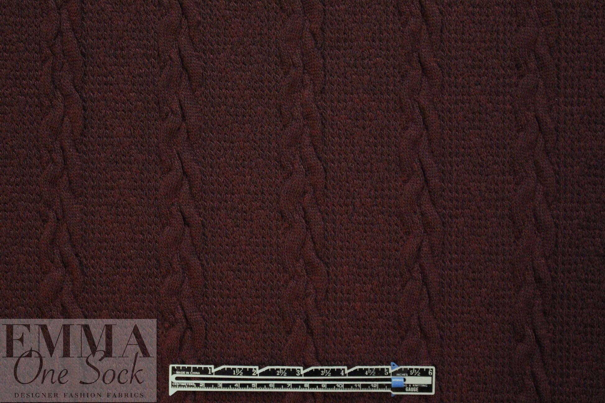 classic cable sweater knit - merlot .75 yds