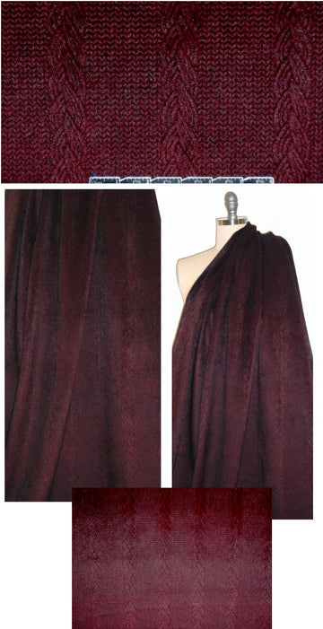 Italian backed cable-sculpted faux fur - burgundy