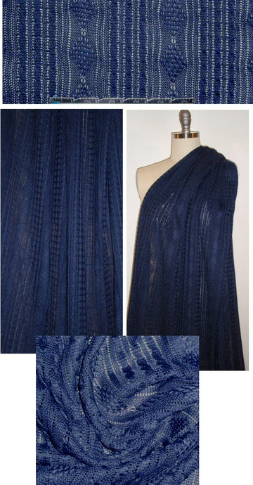 classic cable sweater knit - dark navy 1.6 yds