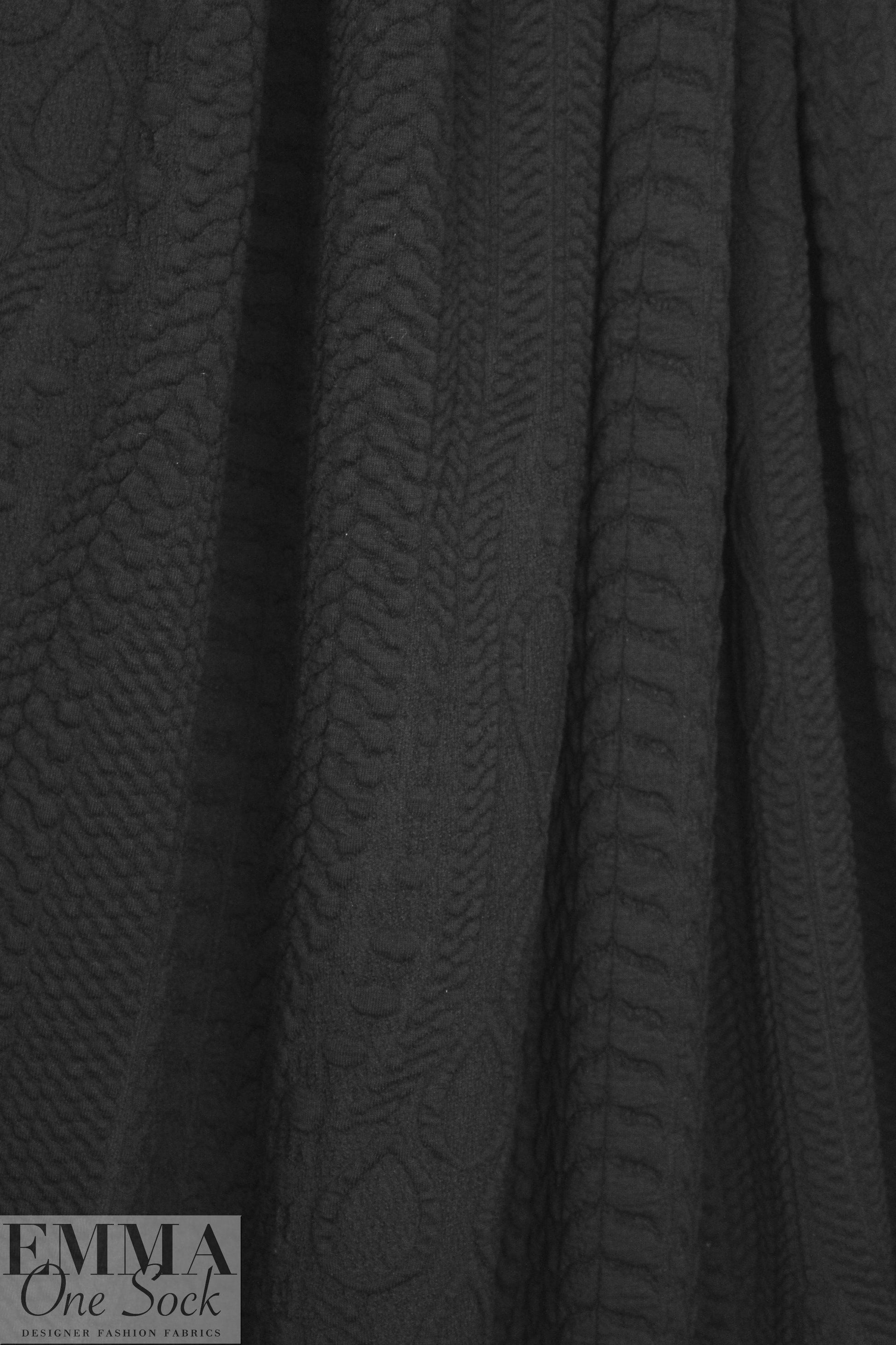 NY designer cable matelasse' knit - black
