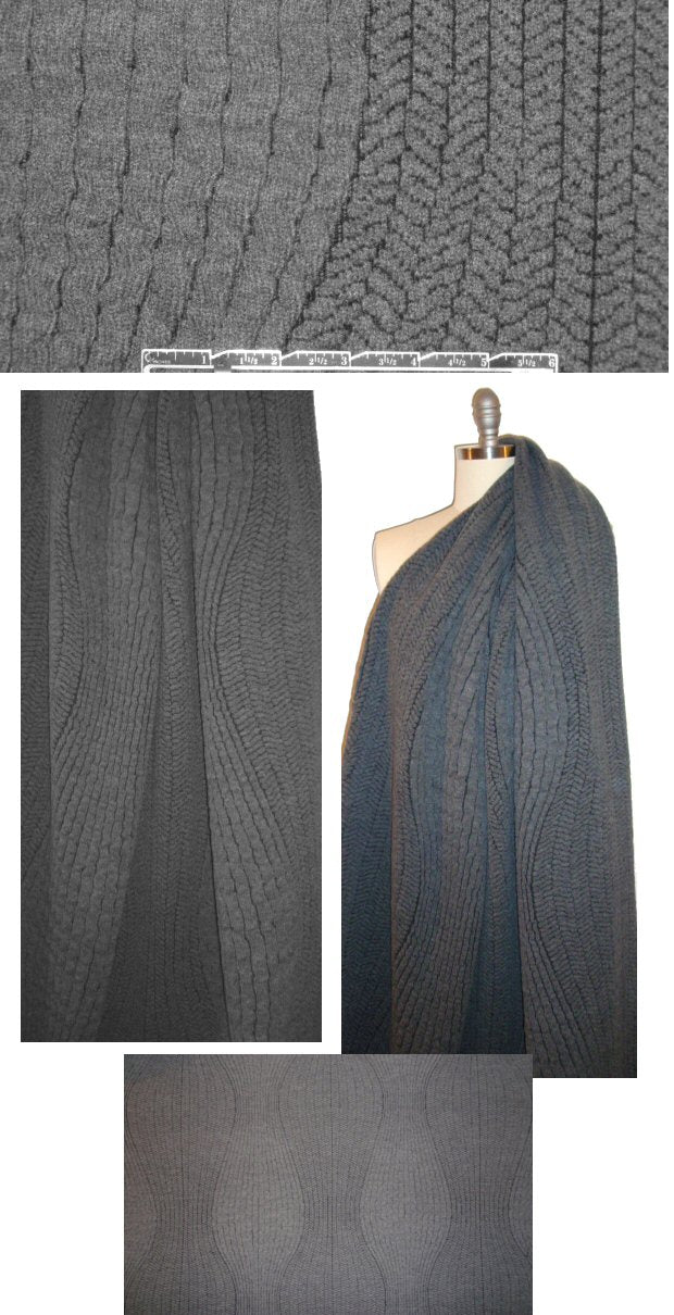Italian wool blend wavy cable sweater knit - charcoal