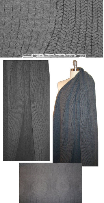 Italian wool blend wavy cable sweater knit - charcoal