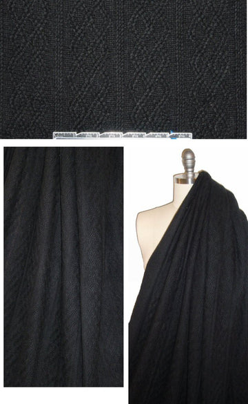 NY designer wool blend cable sweater knit - black