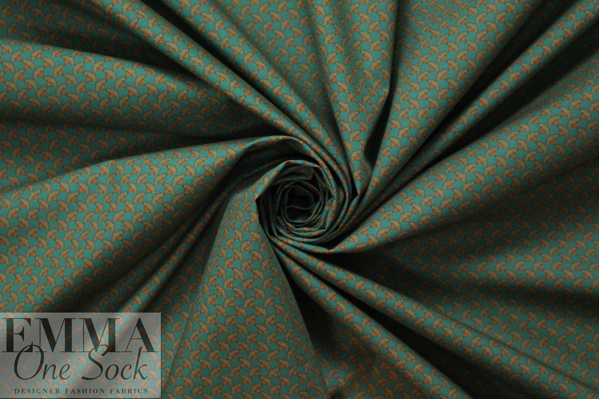 Italian graphic flower cotton shirting - sagebrush
