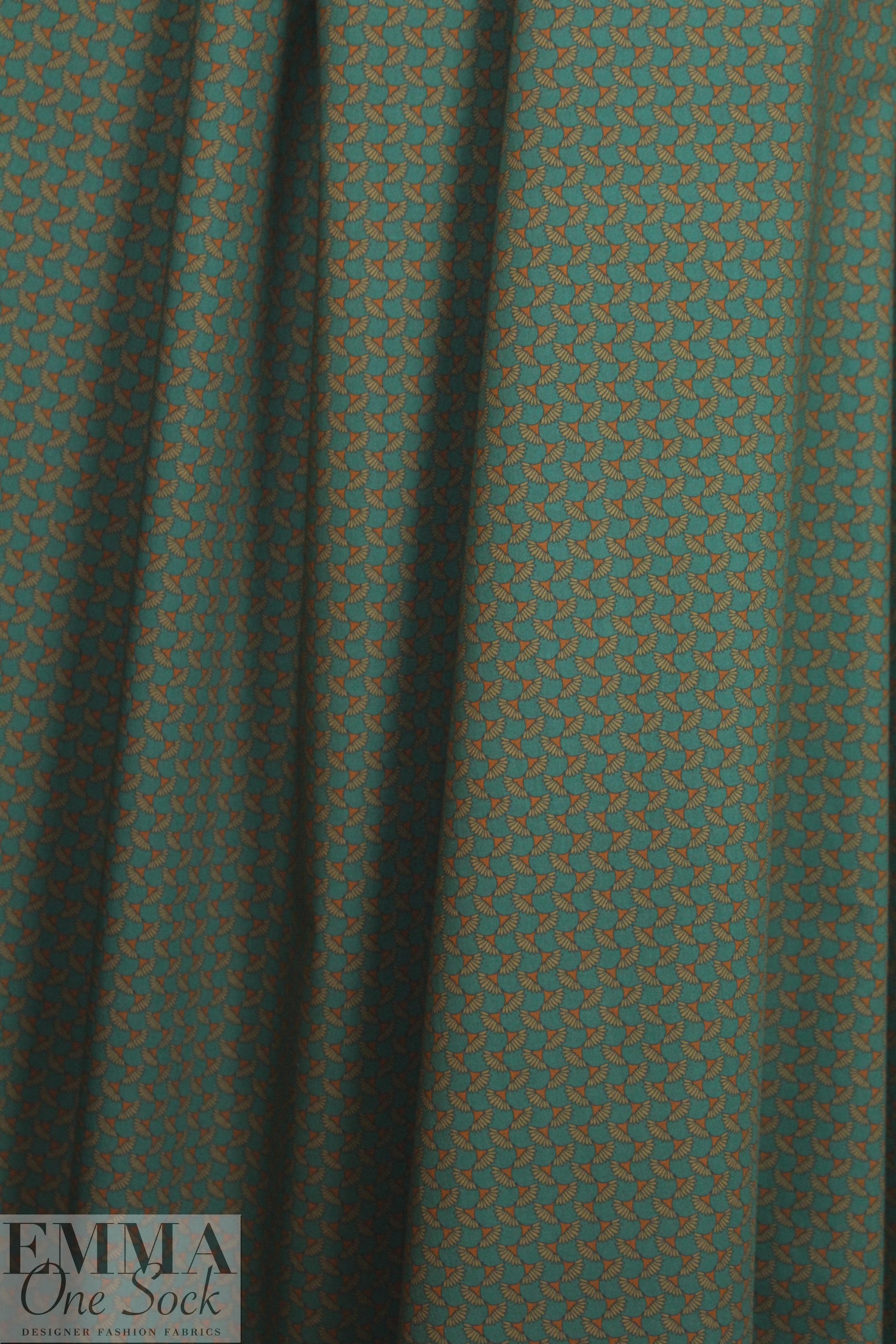 Italian graphic flower cotton shirting - sagebrush