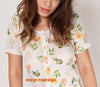 CA designer peach floral poly/cotton knit 1.5 yd