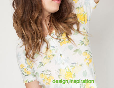 CA designer lemon floral poly/cotton knit