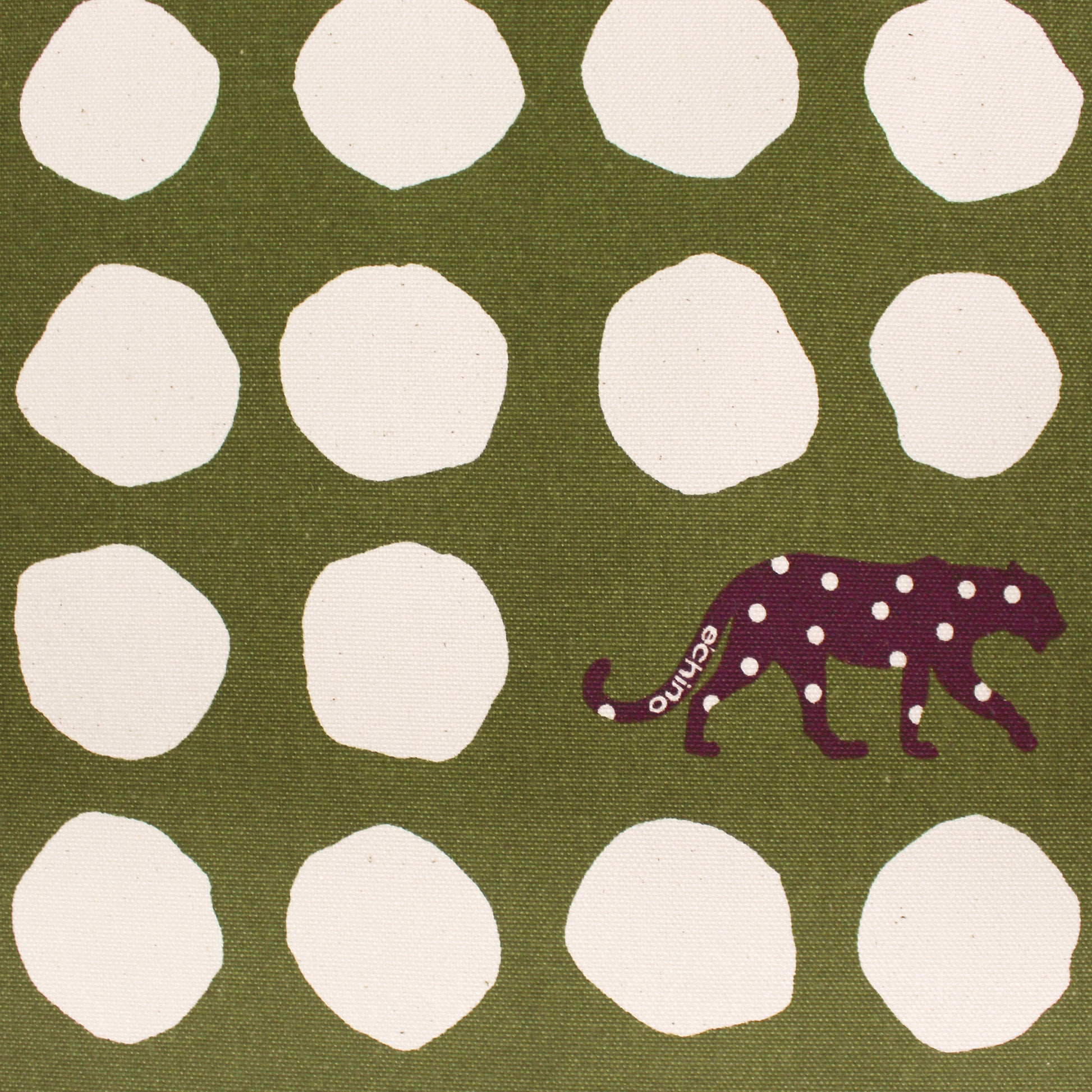 Japanese 'spotted panther' by Kokka cotton canvas - olive