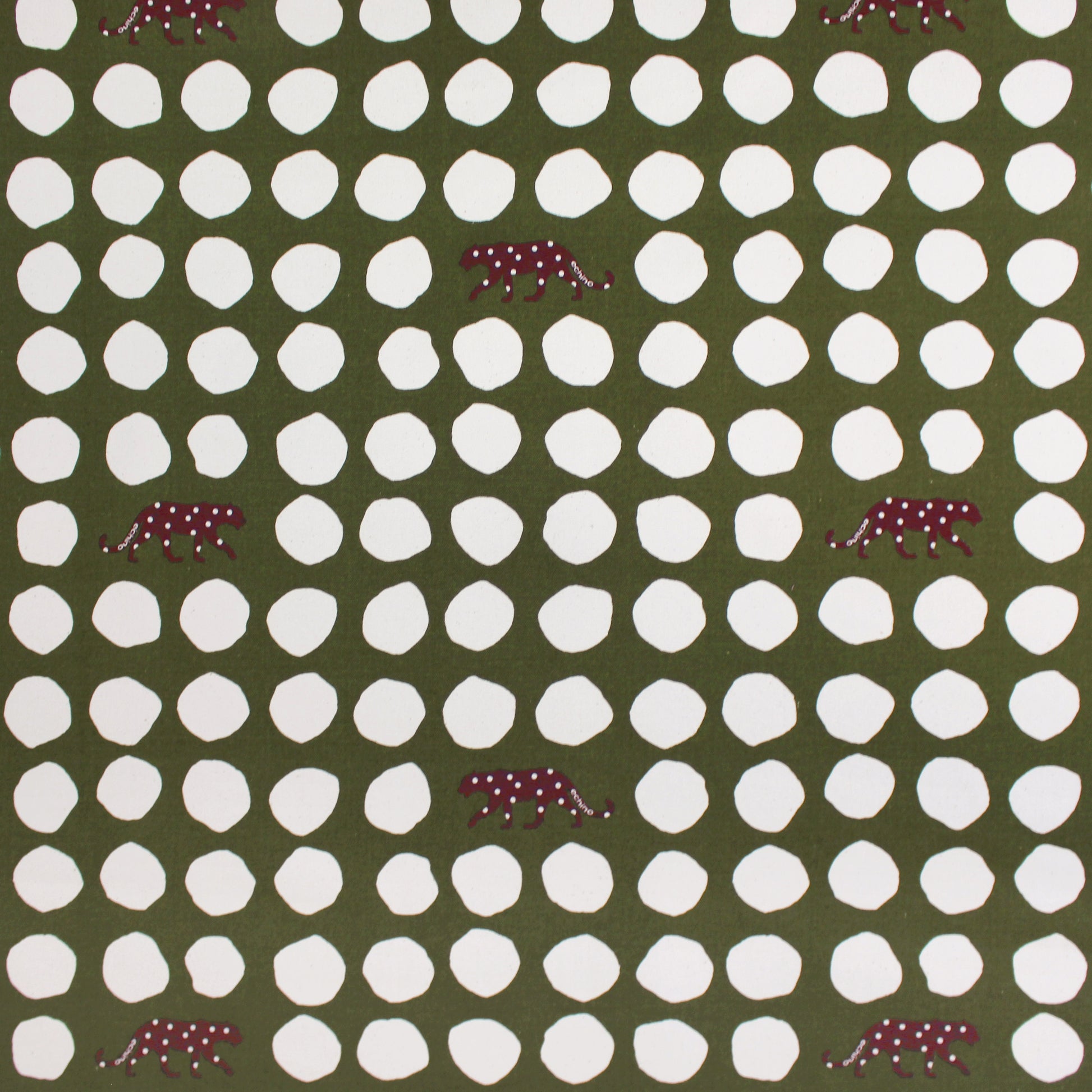 Japanese 'spotted panther' by Kokka cotton canvas - olive