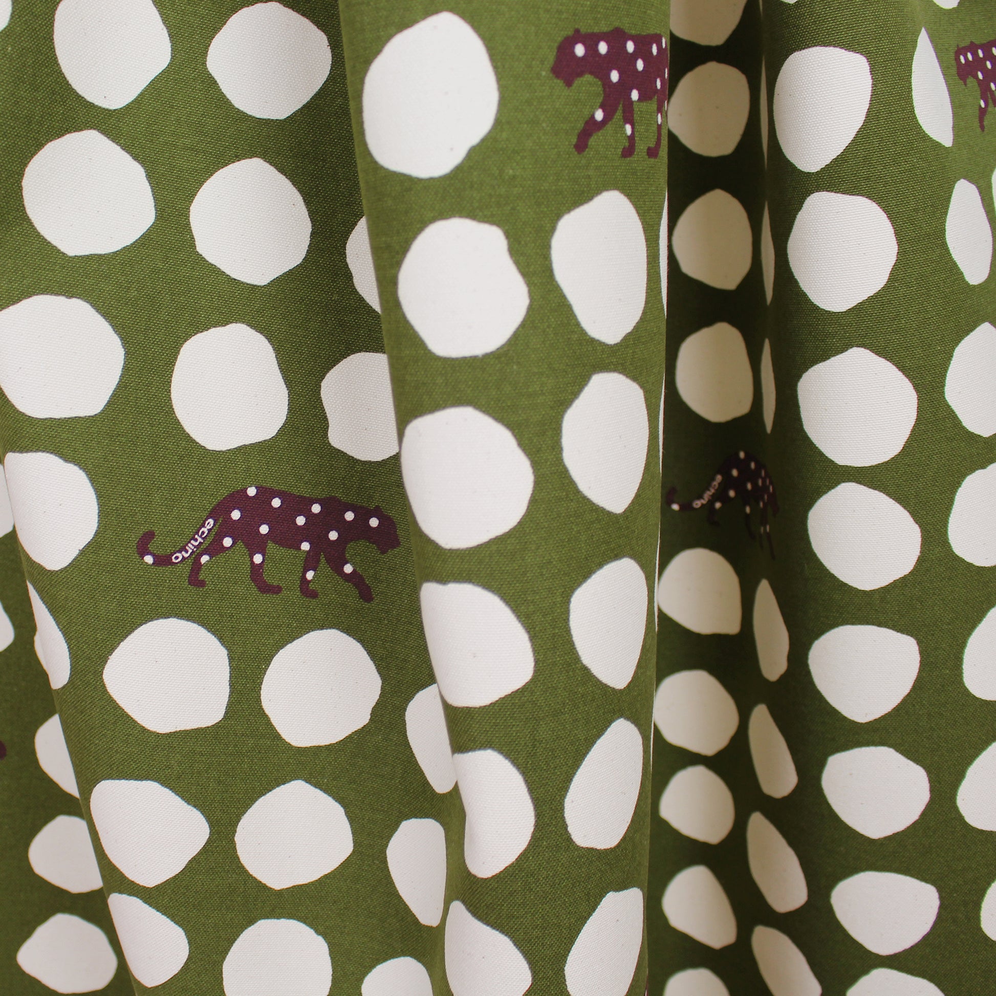 Japanese 'spotted panther' by Kokka cotton canvas - olive