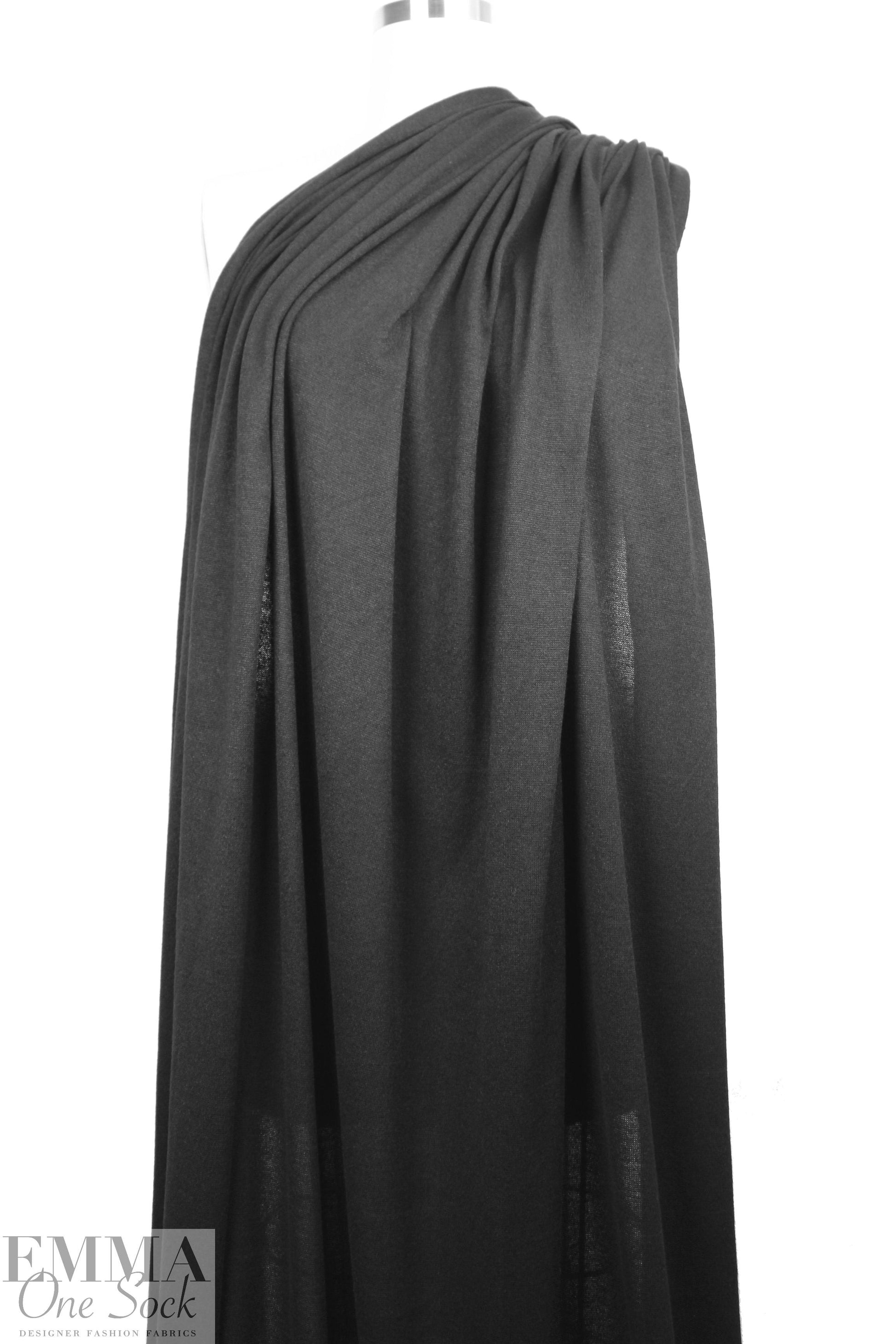 super soft, lighweight faux cashmere knit - black 1.75 yds