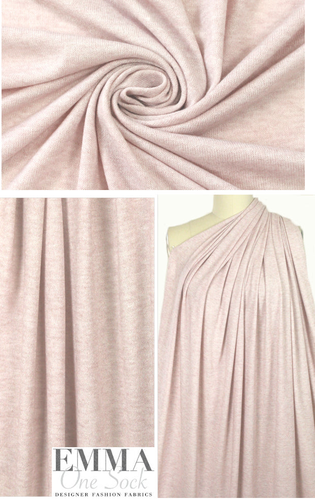 super soft, lighweight faux cashmere knit - soft pink .75 yds