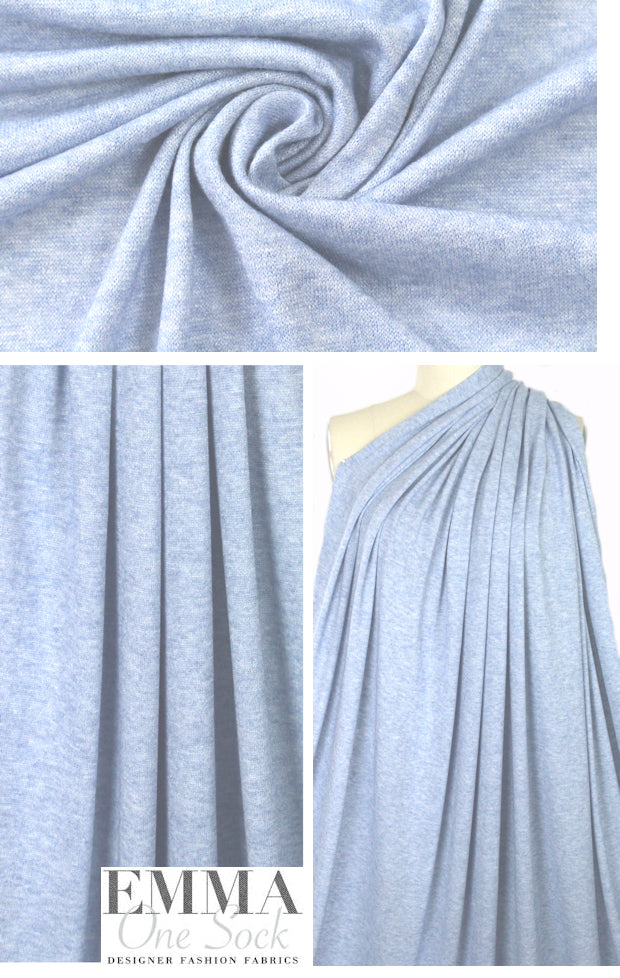 super soft, lighweight faux cashmere knit - soft blue 1.25 yds